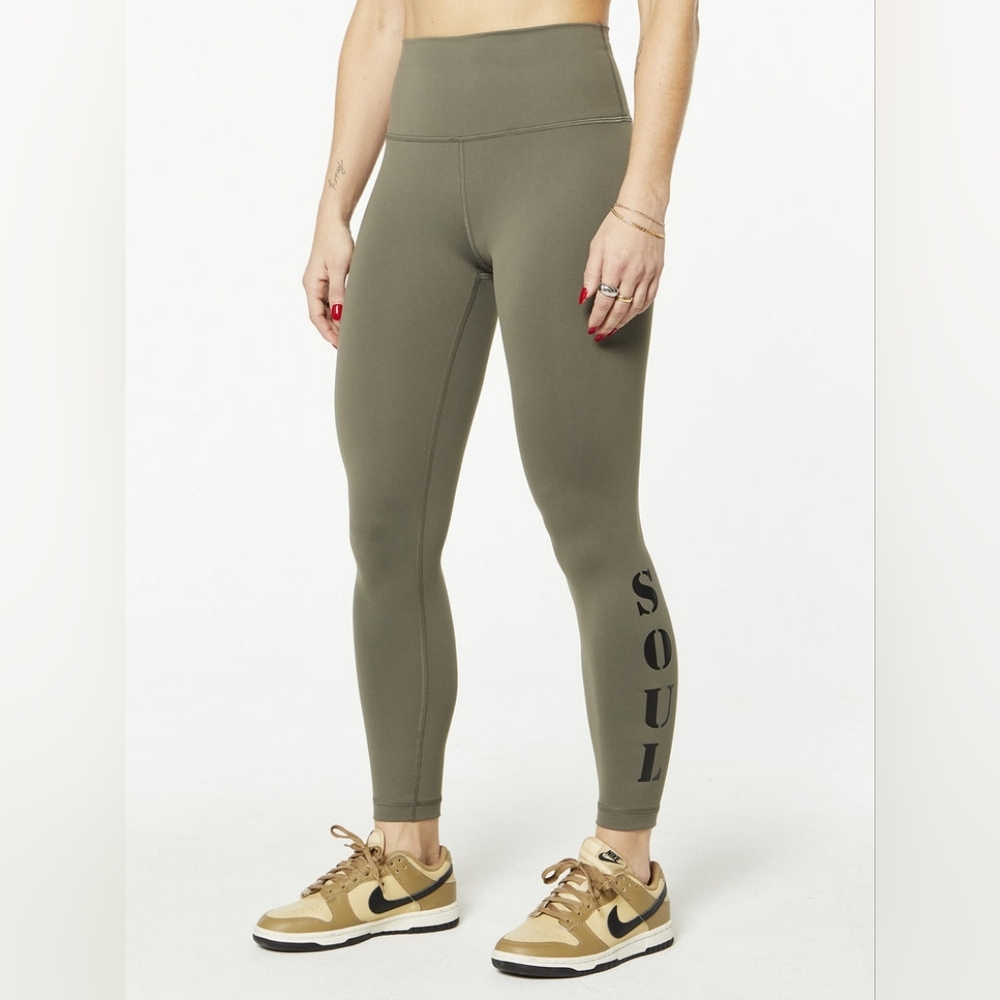 Lululemon Athletica Khaki Leggings With Bold Print Size 6